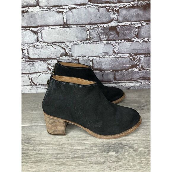 BEEK Falcon Black Suede Leather Back Zip Stacked Heel Booties Women’s 7M US/38EU - Picture 9 of 16